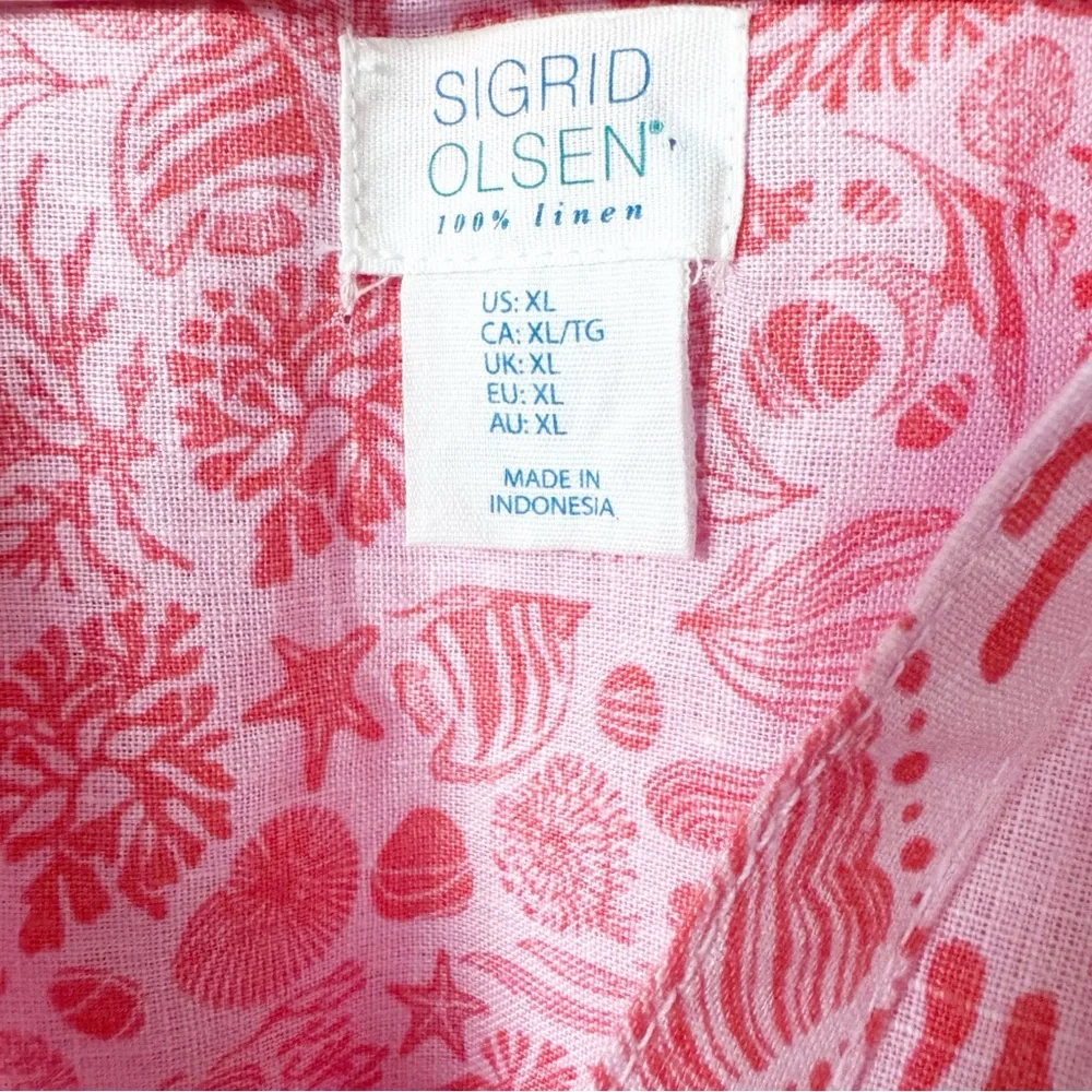 Sigrid Olsen Coral Seashell Linen Coverup - Picture 5 of 11